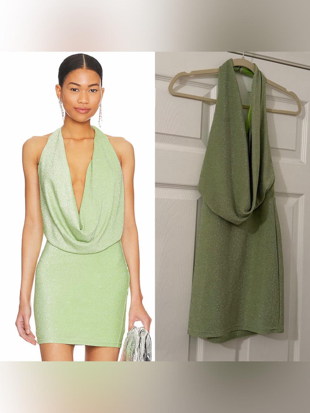 NWT Superdown Saffron Cowl Mint Metallic Mini Dress